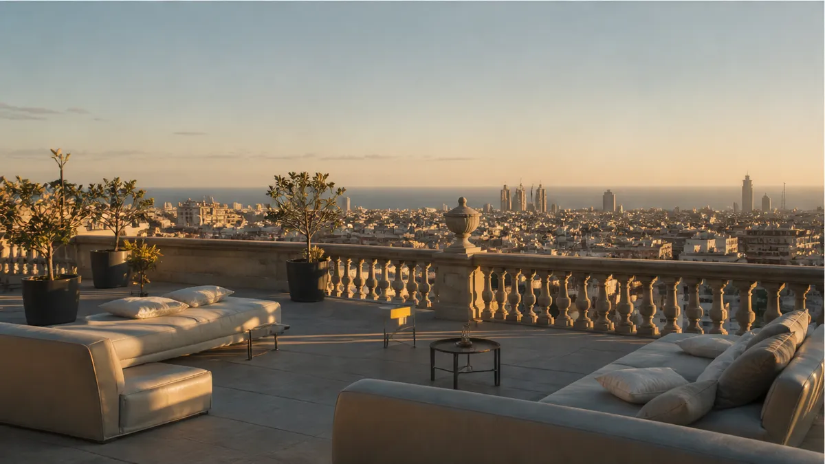 Private Barcelona rooftop at blue-gold hour for booking scarce proposal access first