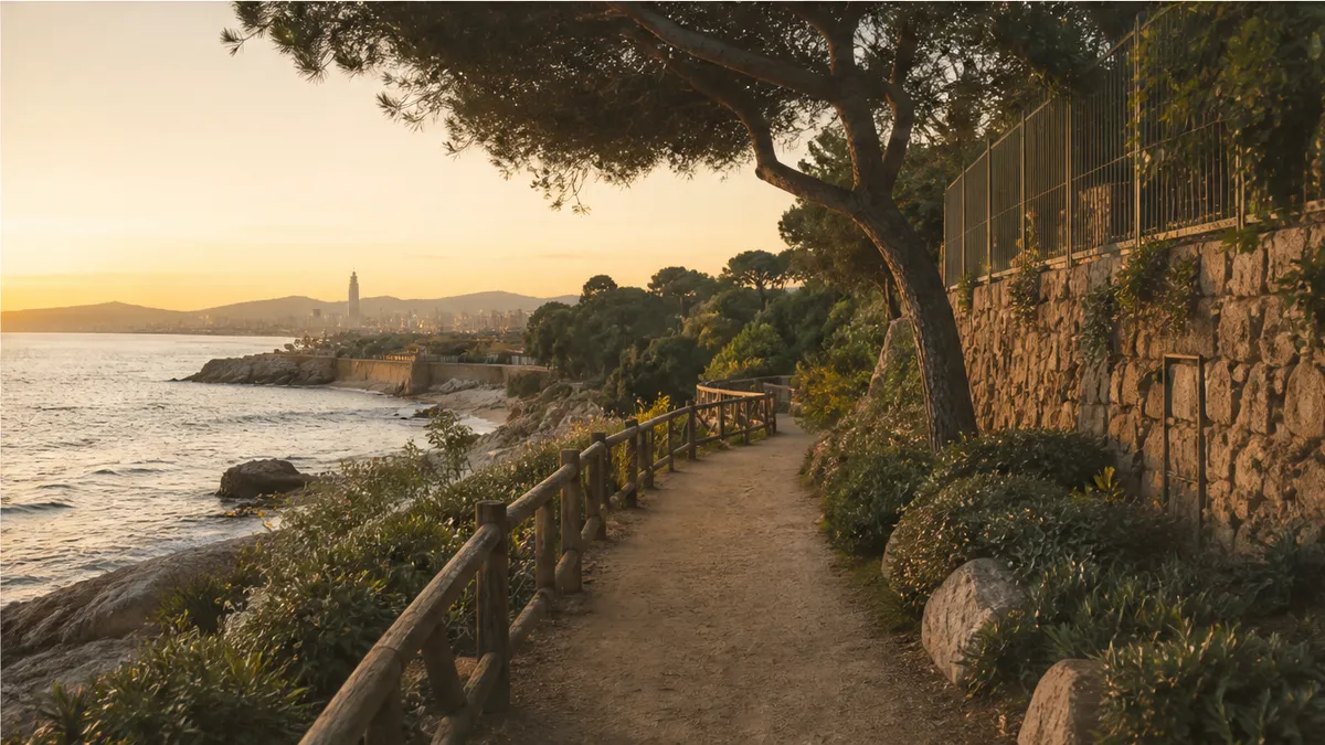 Quiet Mediterranean coastal path at sunrise for a shared proposal timeline mood