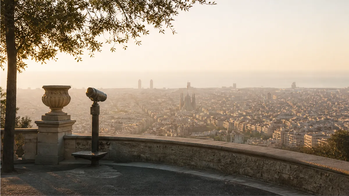 Empty Barcelona overlook at dawn for scoring proposal crowd risk