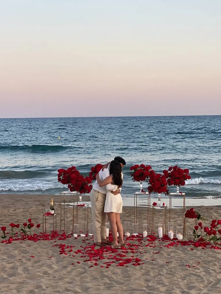 Castelldefels beach proposal setup view 1 showing sand and coastline