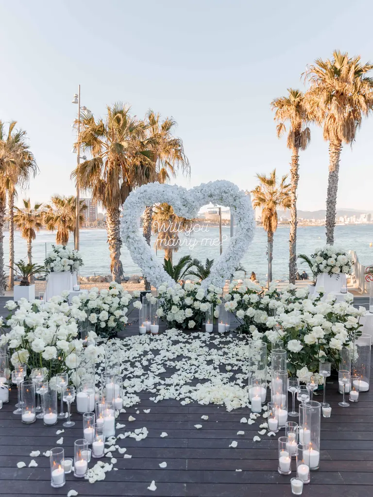 W Barcelona hotel marriage proposal setup view 1