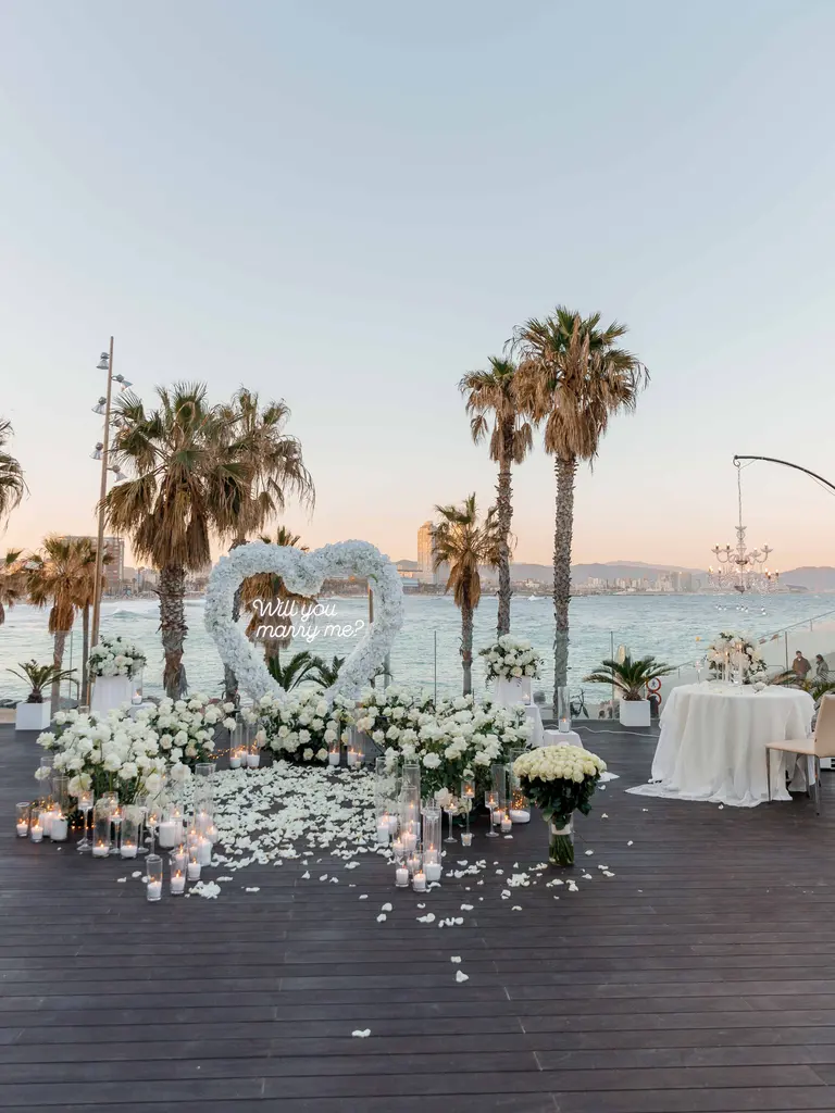 W Barcelona hotel marriage proposal setup view 8
